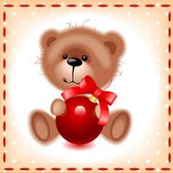 teddy bear with a Christmas ball