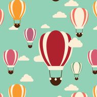 Background with hot air balloons seamless pattern