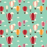 Background with hot air balloons seamless pattern N2