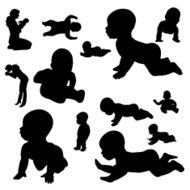 Vector silhouette of a toddler N2