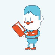 Character illustration design Boy reading book cartoon eps N2