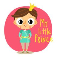 Prince little boy cartoon character on pink background