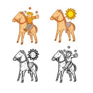 Horse with kid and sun