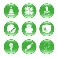 Nursery supplies - vector web icons (buttons)
