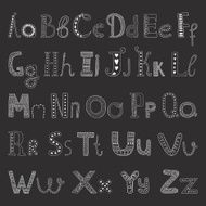 Vector hand drawn alphabet with decorative elements
