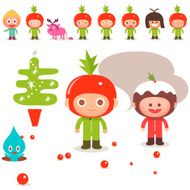 Christmas character kids animals pine tree illustration