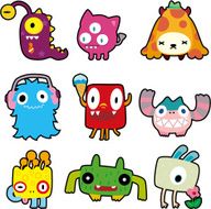 cartoon monster icon set