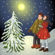 Children in snowy landscape