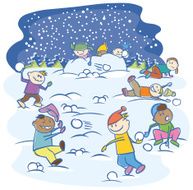 Kids playing snowballs N2