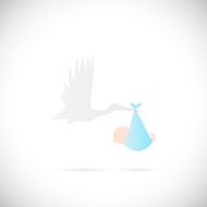 Stork and Baby Illustration