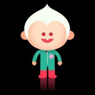 space age idiot character grin illustration