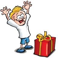 Excited kid receives gift