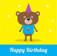 Cute cartoon bear with hat Happy Birthday party card