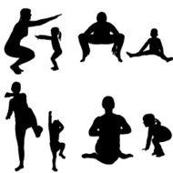 Vector silhouette of a woman with child N7