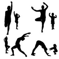 Vector silhouette of a woman with child N8