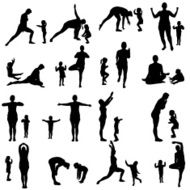 Vector silhouette of a woman with child N9