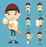 Set of boy and paintbrush