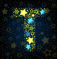 Letter T cartoon star colored