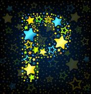 Letter P cartoon star colored