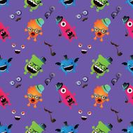 Hipster Monster Seamless Pattern