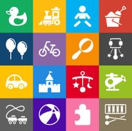 Children Toy Icons and Color Background