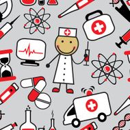 Cartoon seamless background with medical icons