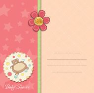 baby girl shower card with teddy