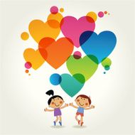 Cartoon People and hearts on Valentine&#039;s Day N5