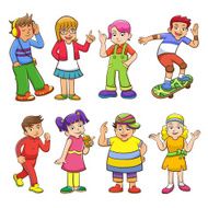 set of happy cartoon kids