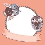 little sweet owl message banners place for your text vector