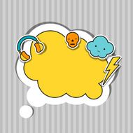 Speech bubble with sticker kawaii doodles