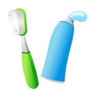 Vector icon tooth brush and paste