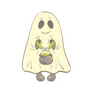 Halloween child in ghost costume