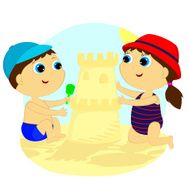 children molded out of the sand tower