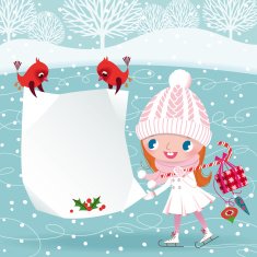 Snow Maiden and Cardinals Birds