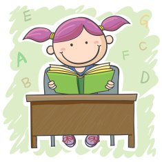 Little girl is reading a book