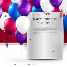 Vector birthday card with balloons and text N2