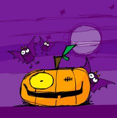 Halloween pumkins and bats