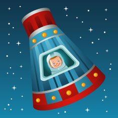 Kid in space capsule