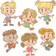 Six poses of children