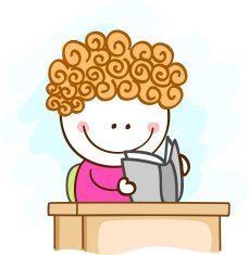 student boy reading book cartoon illustration