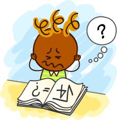 struggling male student cartoon illustration