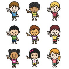 Cute kids pointing