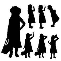 Vector silhouette of girl N64