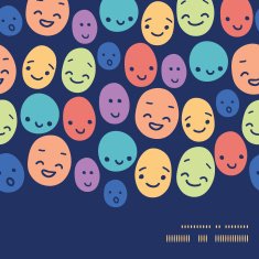 Vector funny faces horizontal frame seamless pattern background