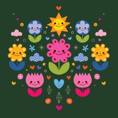 cute cartoon flower characters stylized nature illustration