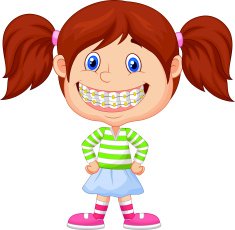 Little girl cartoon with brackets