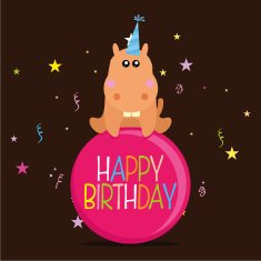 Cute Happy Birthday Card Template Editable N10