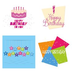 Set Of Different Cute Happy Birthday Cards N2
