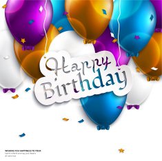 Vector birthday card with balloons and text N4